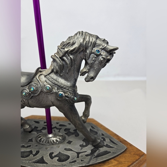 Michael Ricker American Carousel Horse Collection Pewter 306/750 On Wooden Stand - Picture 3 of 12